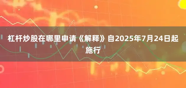 杠杆炒股在哪里申请《解释》自2025年7月24日起施行